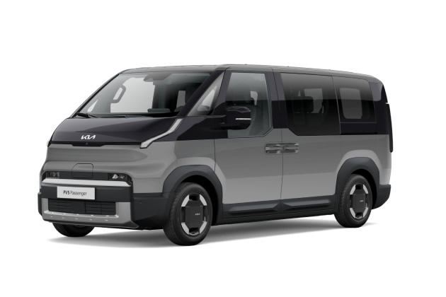 Seitenansicht eines blauen Kia PV5 Passenger